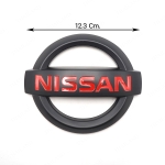 ชุด LOGO โลโก้ติดกระจังหน้า โลโก้ติดหน้ารถ+โลโก้ติดท้ายกระบะ โลโก้ติดท้าย โลโก้แดง "NISSAN" ของเทียม 2 ชิ้น สีดำด้าน สำหรับ Nissan Frontier NP300 D23 Pick Up 2WD 4WD ปี 2015-2022